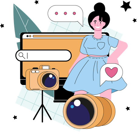 Blogger recording video  Illustration