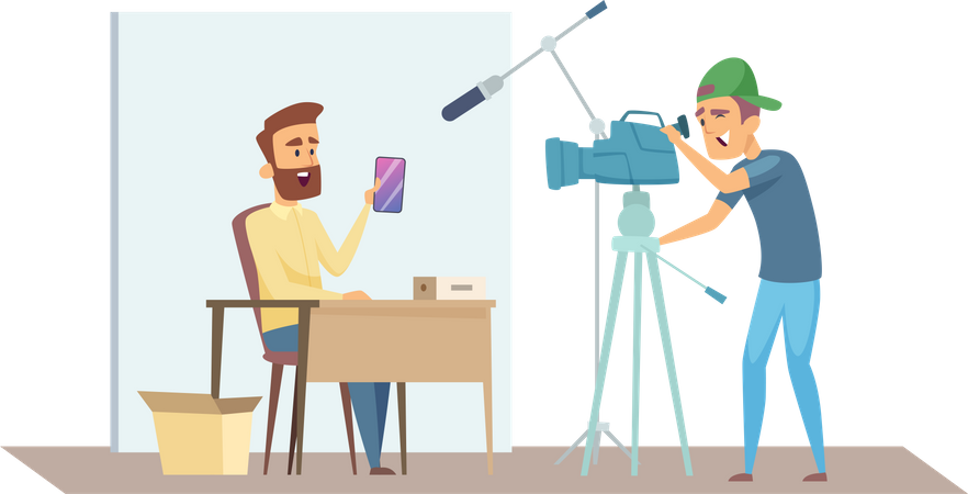 Blogger recording video  Illustration
