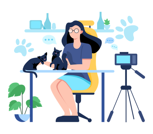 Blogger recording video  Illustration