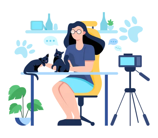 Blogger recording video  Illustration