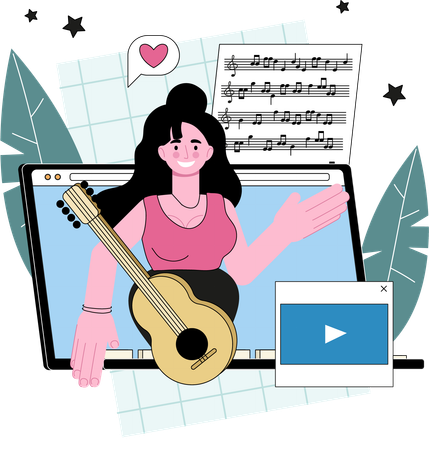 Blogger singing music online  Illustration