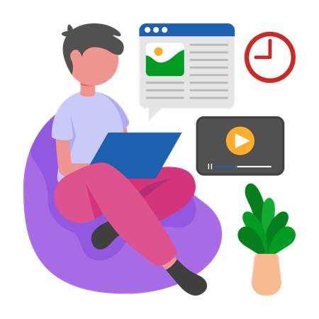 Blogger work from home  Illustration