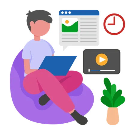 Blogger work from home  Illustration