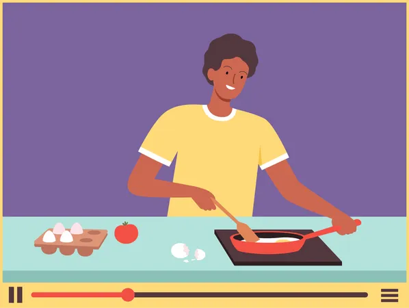 Bloggers gastronómicos graban vídeos de cocina  Ilustración