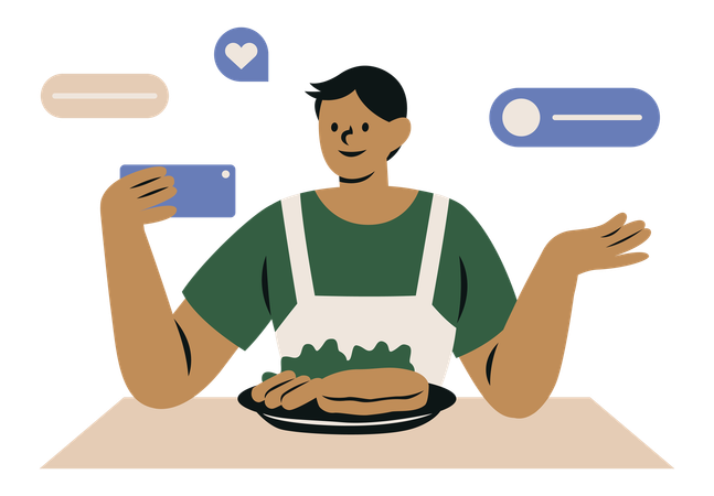 Blogueiro de culinária masculino  Ilustração