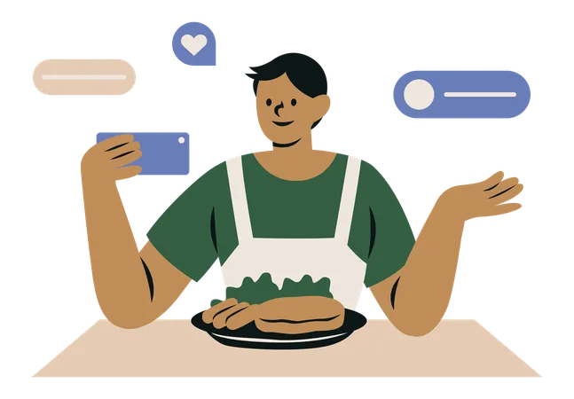 Blogueiro de culinária masculino  Ilustração