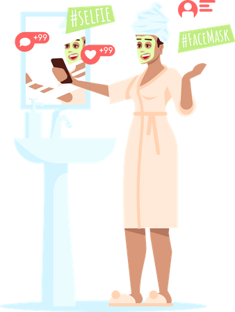Blogueuse beauté faisant un selfie  Illustration