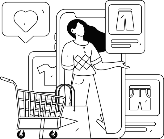 Blogueuse de mode féminine essayant des vêtements  Illustration