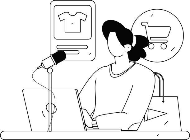 Blogueuse de mode féminine essayant des vêtements  Illustration