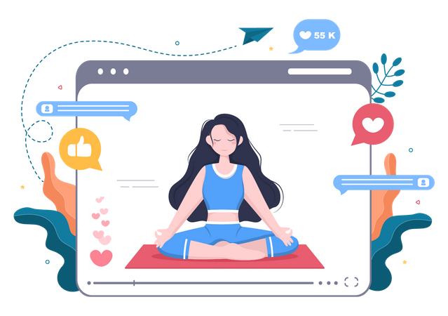 Blogueuse fitness faisant du yoga  Illustration