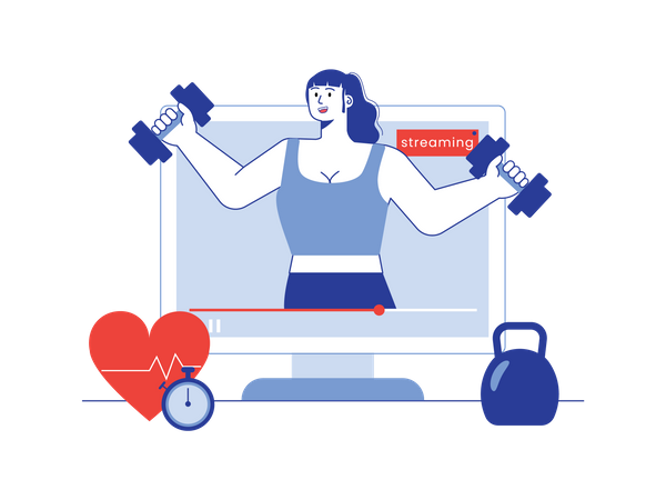 Blogueuse de fitness féminine faisant de l'exercice  Illustration