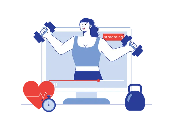 Blogueuse de fitness féminine faisant de l'exercice  Illustration