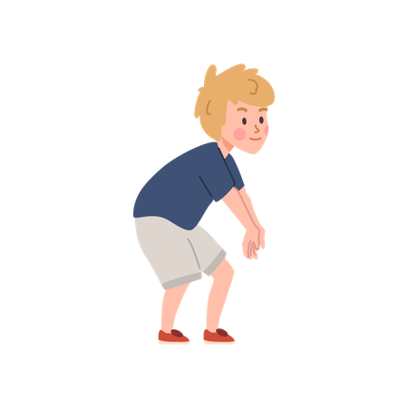 Blond boy volleyball player in sportswear in defender stance  Illustration