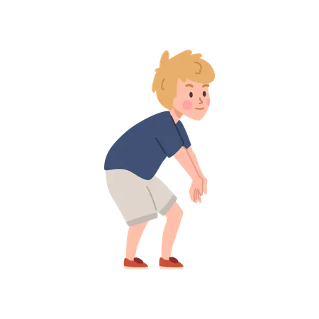 Blond boy volleyball player in sportswear in defender stance  Illustration