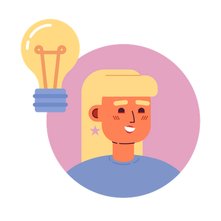 Blond girl with lightbulb  Illustration