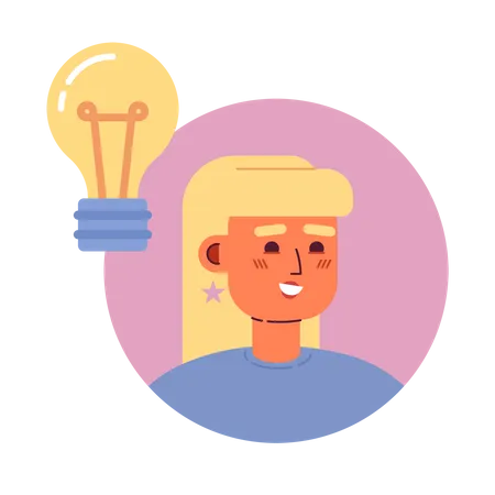 Blond girl with lightbulb  Illustration