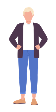 Blond man in casual clothes in confident pose  Illustration