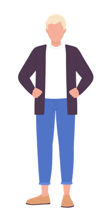 Blond man in casual clothes in confident pose  Illustration