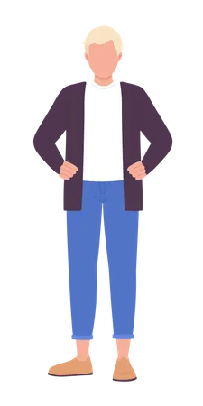 Blond man in casual clothes in confident pose  Illustration