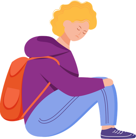 Blonde adolescent struggling with depression  Illustration