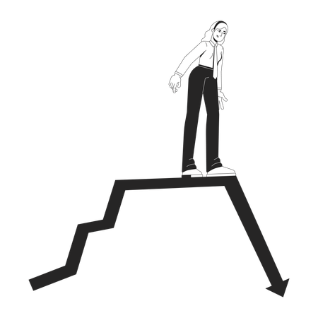 Blonde businesswoman on edge of financial collapse  Illustration