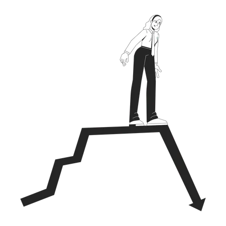 Blonde businesswoman on edge of financial collapse  Illustration