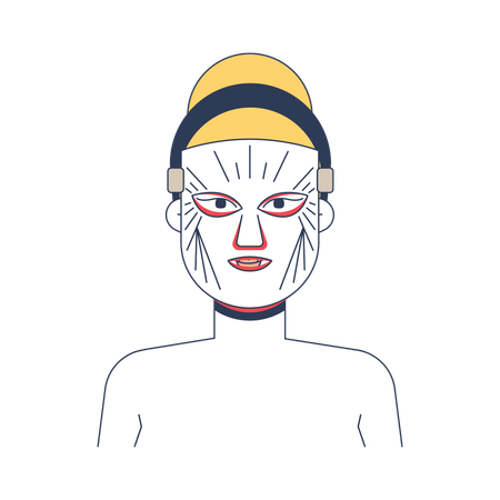 Blonde Frau mit LED-Lichttherapiemaske  Illustration