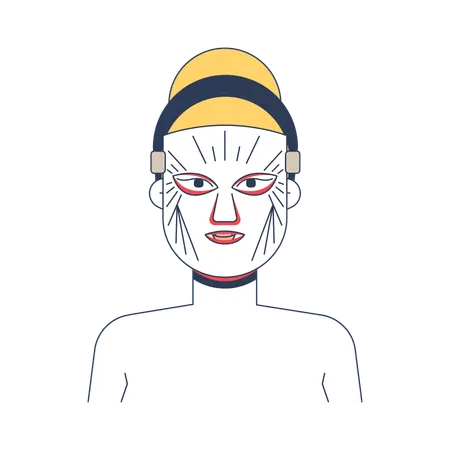 Blonde Frau mit LED-Lichttherapiemaske  Illustration