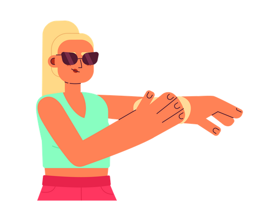 Blonde Frau trägt Sonnenschutz auf  Illustration