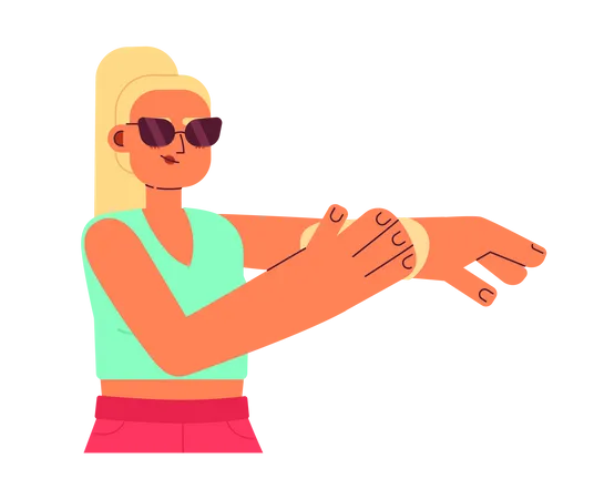 Blonde Frau trägt Sonnenschutz auf  Illustration