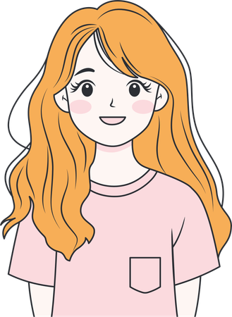 Blonde hair girl smiling  Illustration