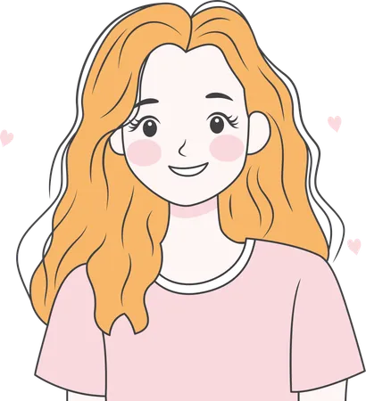 Blonde hair girl smiling  Illustration