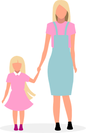 Blonde Mutter mit süßer Tochter  Illustration