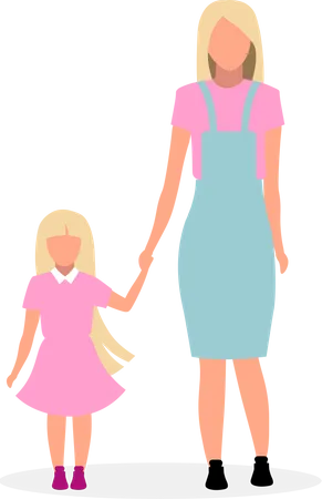 Blonde Mutter mit süßer Tochter  Illustration