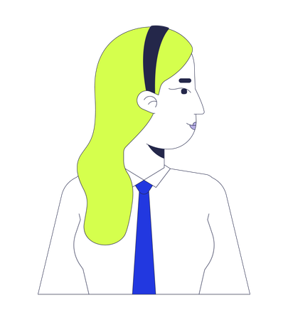 Blonde office lady head turned to side  Illustration