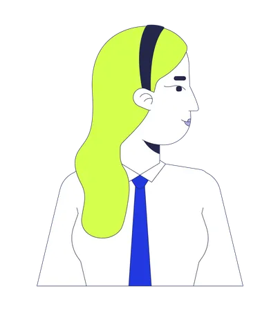 Blonde office lady head turned to side  Illustration