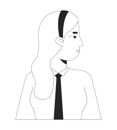 Blonde office lady head turned to side  Illustration