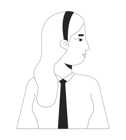 Blonde office lady head turned to side  Illustration