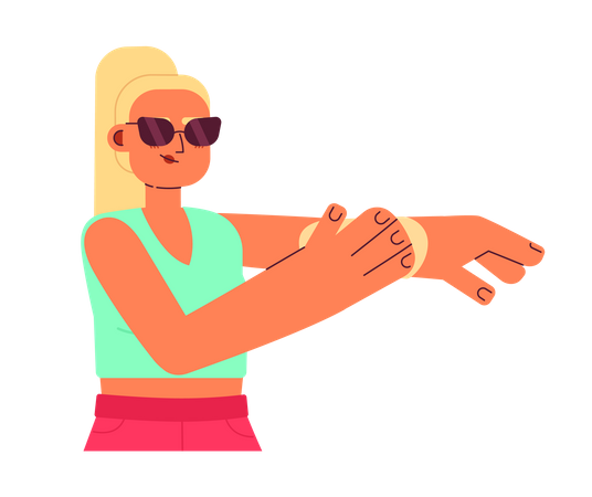 Blonde woman applying sun protection  Illustration