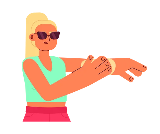 Blonde Woman Applying Sun Protection Semi Flat Colorful Vector Character Using Sunscreen Editable Half Body Person On White Simple Cartoon Spot Illustration For Web Graphic Design And Animation Illustration