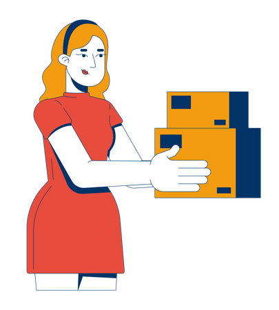 Blonde woman customer receiving parcel delivery  Illustration