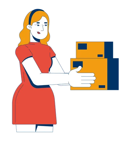 Blonde woman customer receiving parcel delivery  Illustration