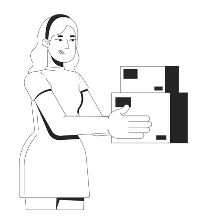 Blonde woman customer receiving parcel delivery  Illustration