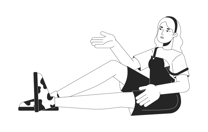 Blonde woman gesturing while sitting  Illustration