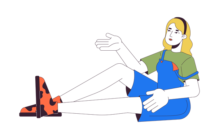 Blonde woman gesturing while sitting  Illustration