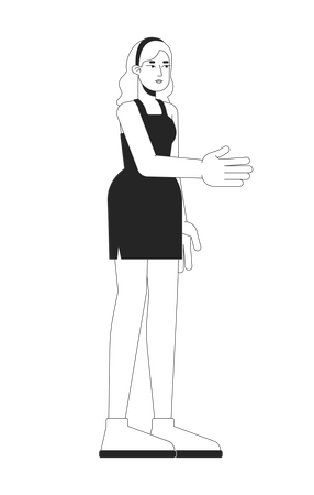 Blonde woman in green dress extending hand for handshake  Illustration