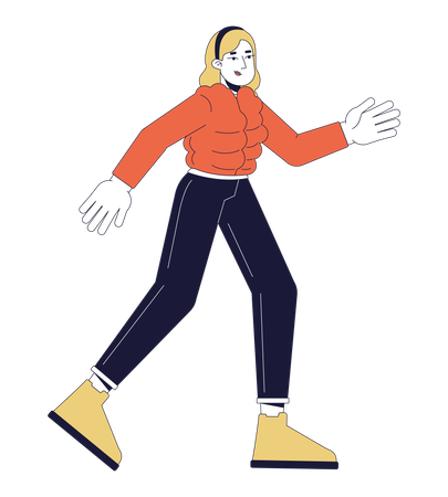 Blonde woman jogging in cold weather  Illustration