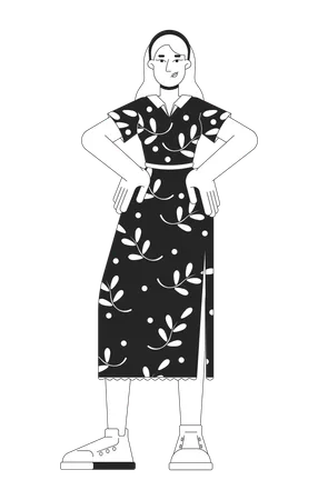 Blonde woman standing with hands on hips  Illustration