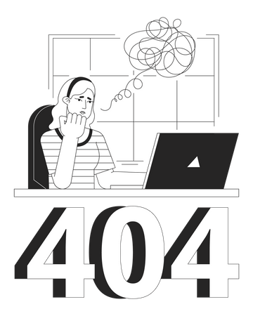 Blonde woman thoughts error 404  Illustration