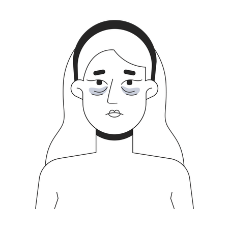 Blonde woman tired face with dark circles under eyes  Illustration